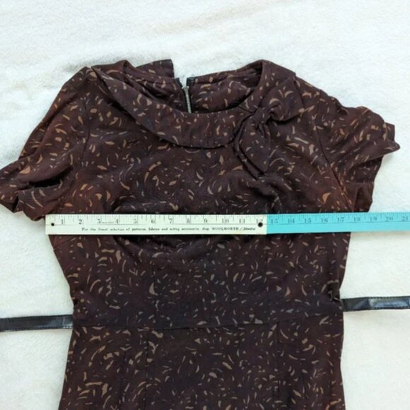 Vintage 1940s/50s Two-Piece Dress Set โ Brown Abstract Print โ Peter Pan Collar - Picture 5 of 7